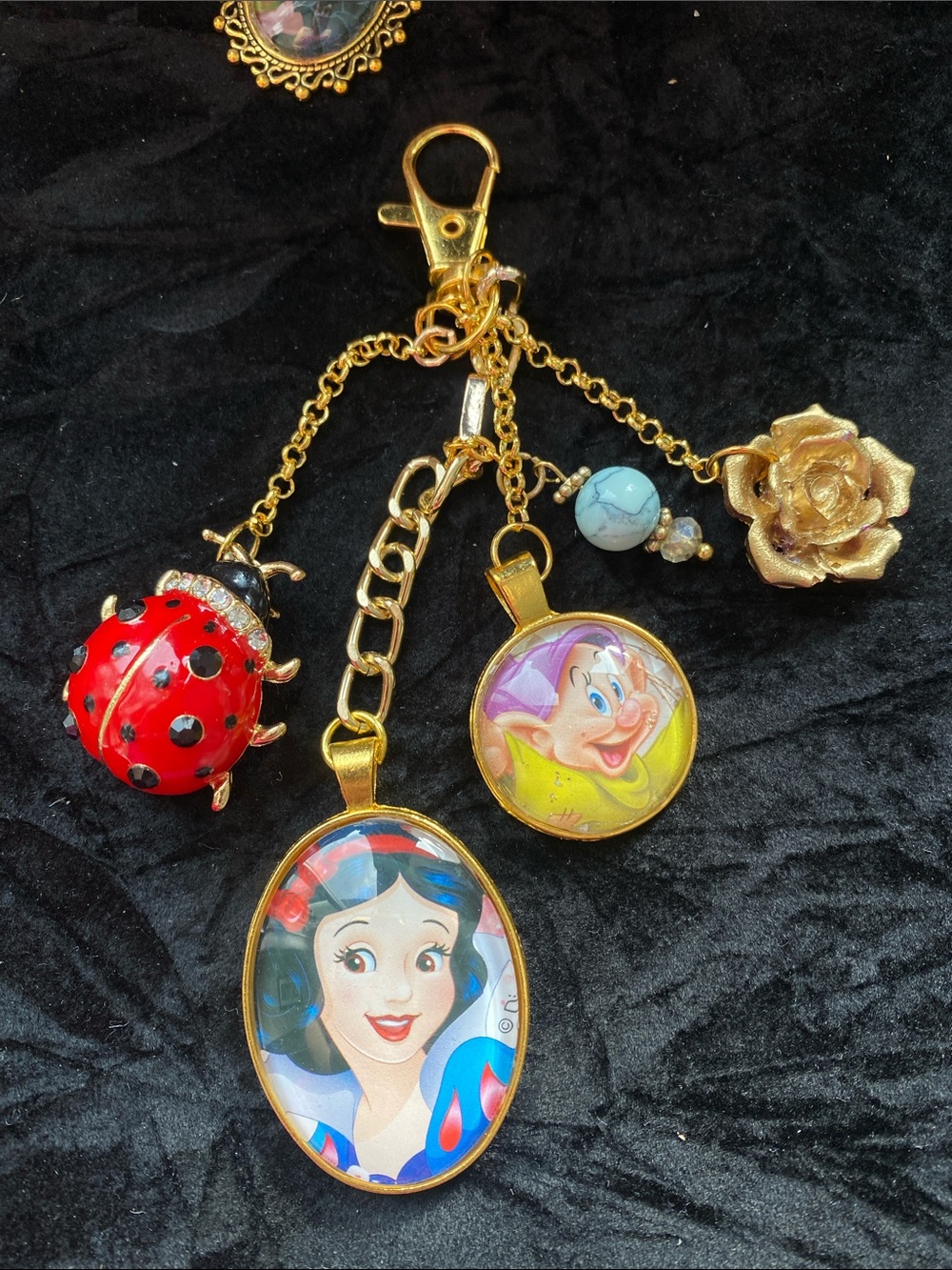 Disney Snow White Bag Charm Key Ring Princess Apple Purse Charm Keychain Rare